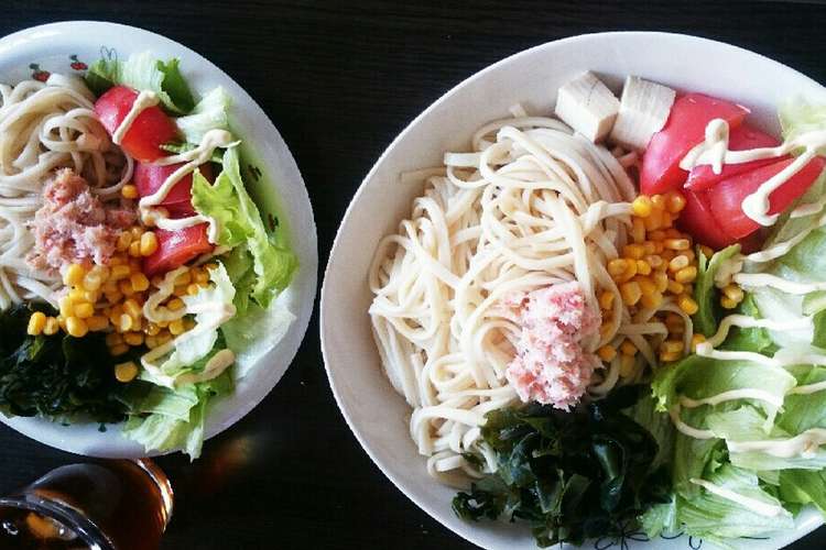 簡単乾麺具沢山サラダずわい蟹缶讃岐うどん レシピ 作り方 By ゆこりーな クックパッド 簡単おいしいみんなのレシピが374万品