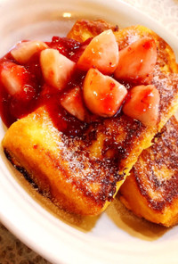 苺と桃のフレンチトースト