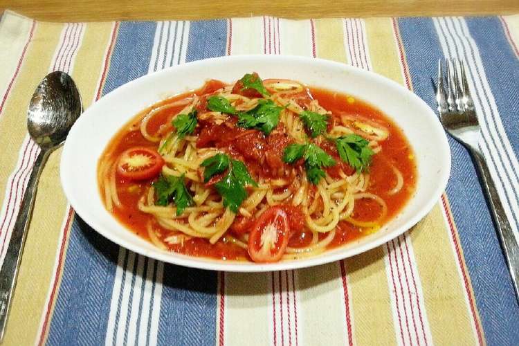簡単 トマトとツナの冷製スープパスタ レシピ 作り方 By ころみち クックパッド 簡単おいしいみんなのレシピが375万品