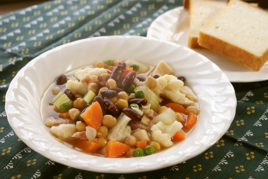 パンチェッタと豆のスープの画像