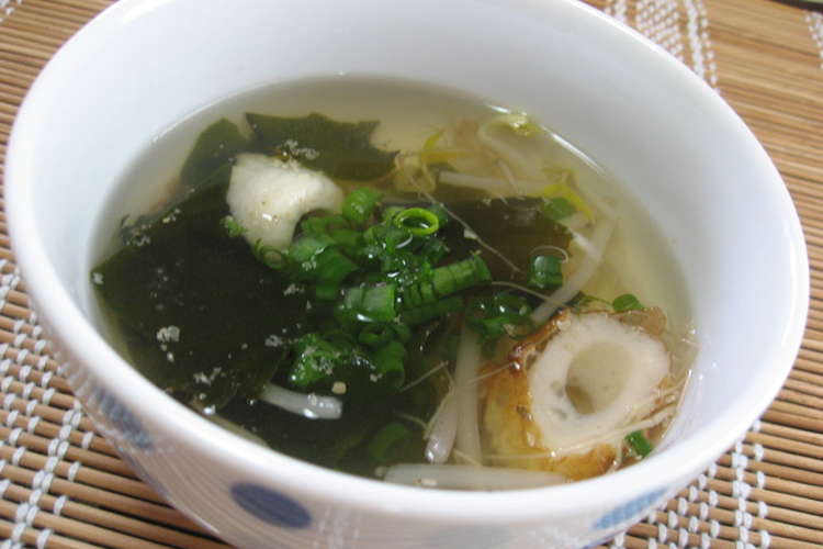 もやしとワカメの梅昆布茶スープ レシピ 作り方 By あっこりんママ クックパッド