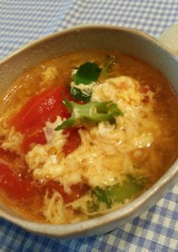 トマト・四角豆の中華風卵スープ♪