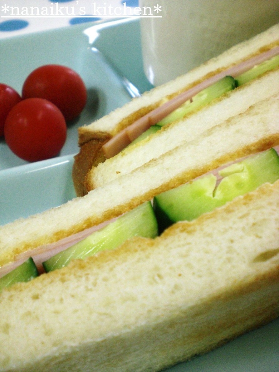 喫茶店の味♡ハムときゅうりトーストサンドの画像