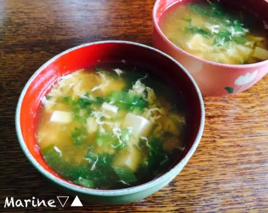 レタスと豆腐の和風卵スープの画像