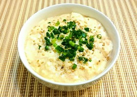 お豆腐と明太子のクリーミー丼