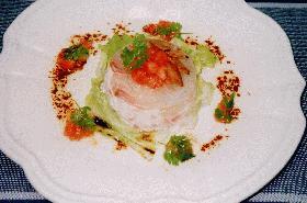 鯛と蟹のにんにく風味サラダ仕立て