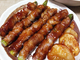 アスパラの肉巻き甘辛タレ