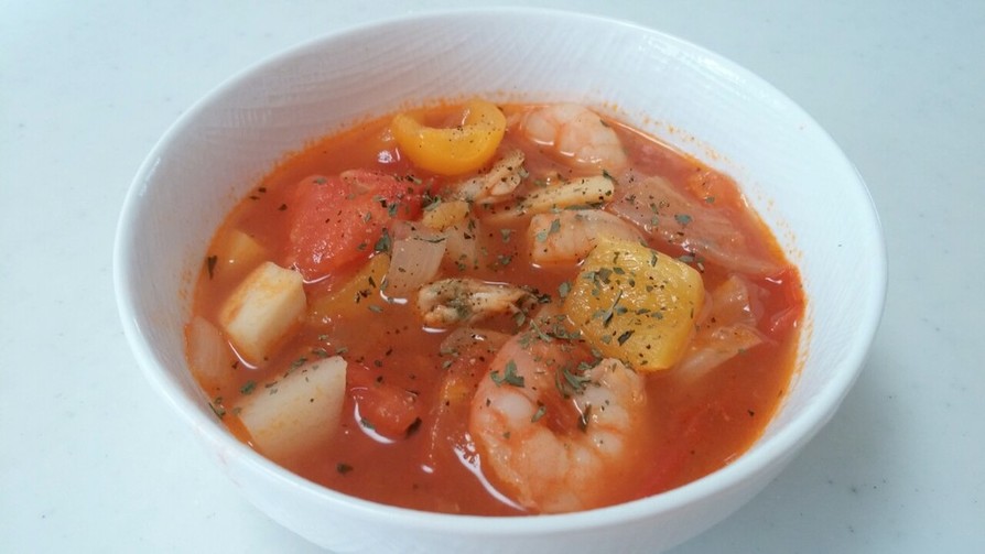 ★野菜いっぱい★海鮮トマトスープの画像