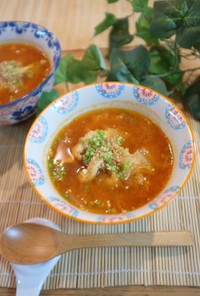 キムチとお揚げのピリ辛スープ