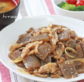 ヘルシーにがっつり!豚肉こんにゃくの甘辛