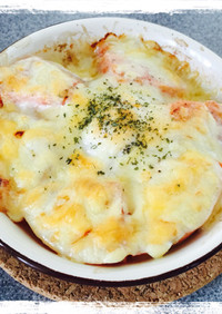 トースターde☆トマたまチーズグラタン