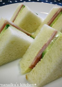 喫茶店の味♡ハムときゅうりのサンドイッチ