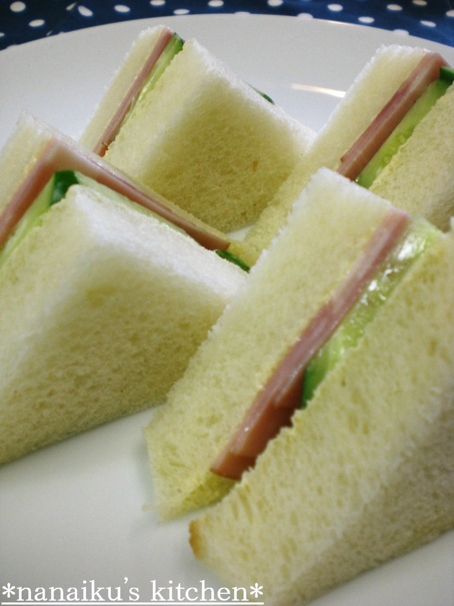 喫茶店の味♡ハムときゅうりのサンドイッチの画像