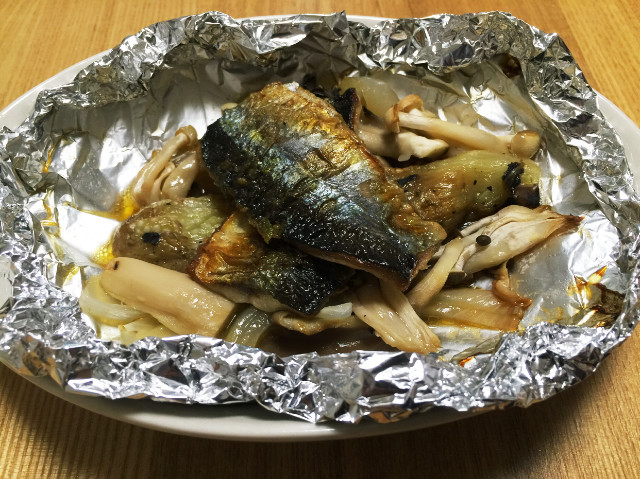 秋刀魚と焼き茄子のホイル焼き その1の画像