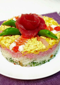 雛祭り・ひし餅風ちらし寿司ケーキ