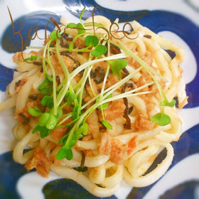 簡単激ウマ♡たらこツナ塩こんぶうどん