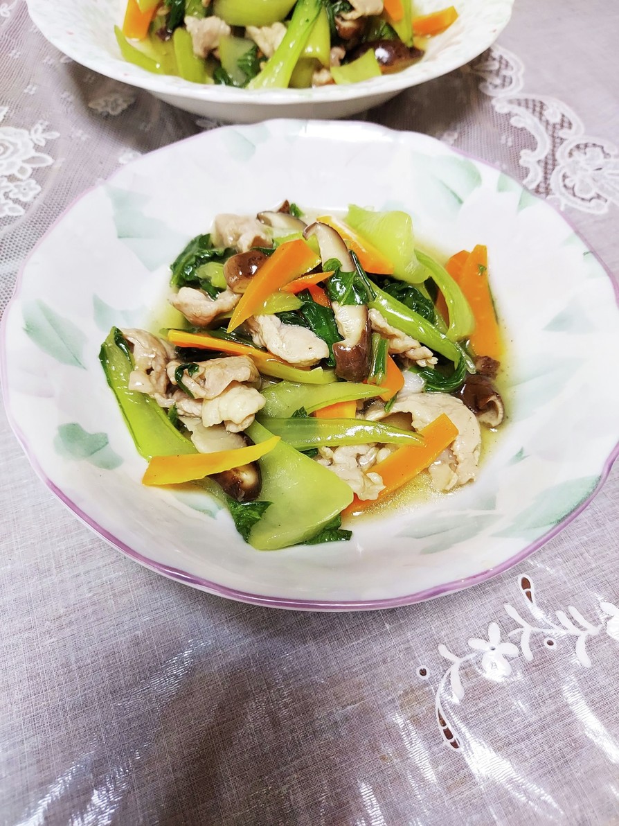 椎茸の旨味が光る☆チンゲン菜の炒め物の画像