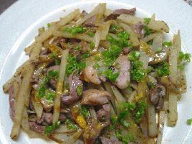 豚ハツと馬鈴薯 からし醤油