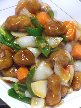 大豆たんぱくの酢豚☆甘酢タレに自信あり!