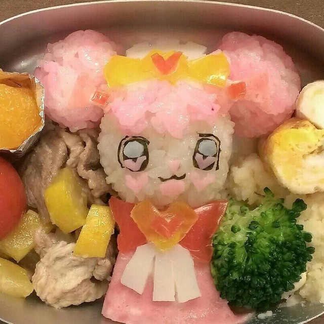 プリキュアの妖精パフのキャラ弁 メイド レシピ 作り方 By Deruo クックパッド 簡単おいしいみんなのレシピが359万品