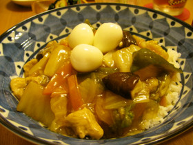残り野菜で~中華うま煮丼♪