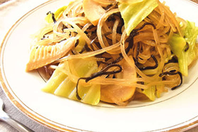 春キャベツと塩昆布のパスタ風 レシピ 作り方 By マロニー クックパッド 簡単おいしいみんなのレシピが356万品