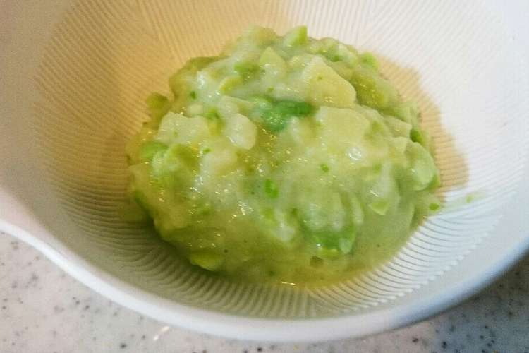 離乳食中期 枝豆のポタージュ レシピ 作り方 By ぷーちょす クックパッド