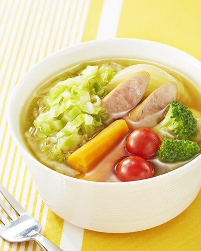 千切りキャベツのスープ野菜の画像