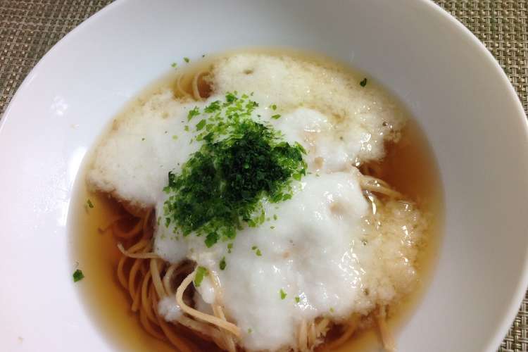 昼食 ほんわりな食感 温とろろそば レシピ 作り方 By ダイズマミー クックパッド