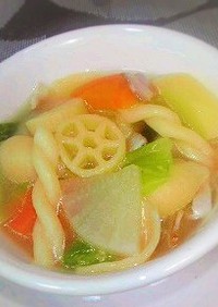 ワンポットパスタ ◇味噌スープサラダ