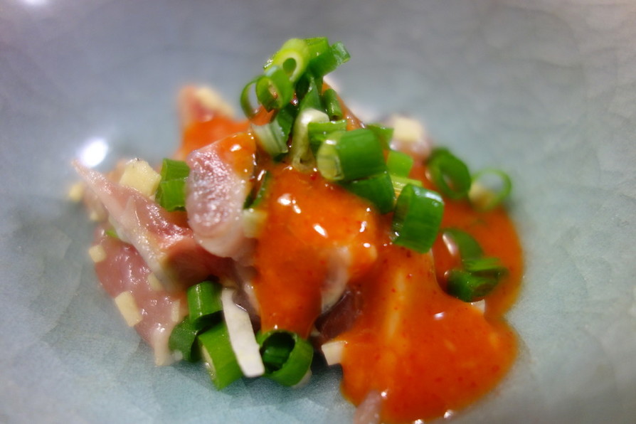 秋刀魚の薬味和え・ピリ辛酢味噌たれでの画像