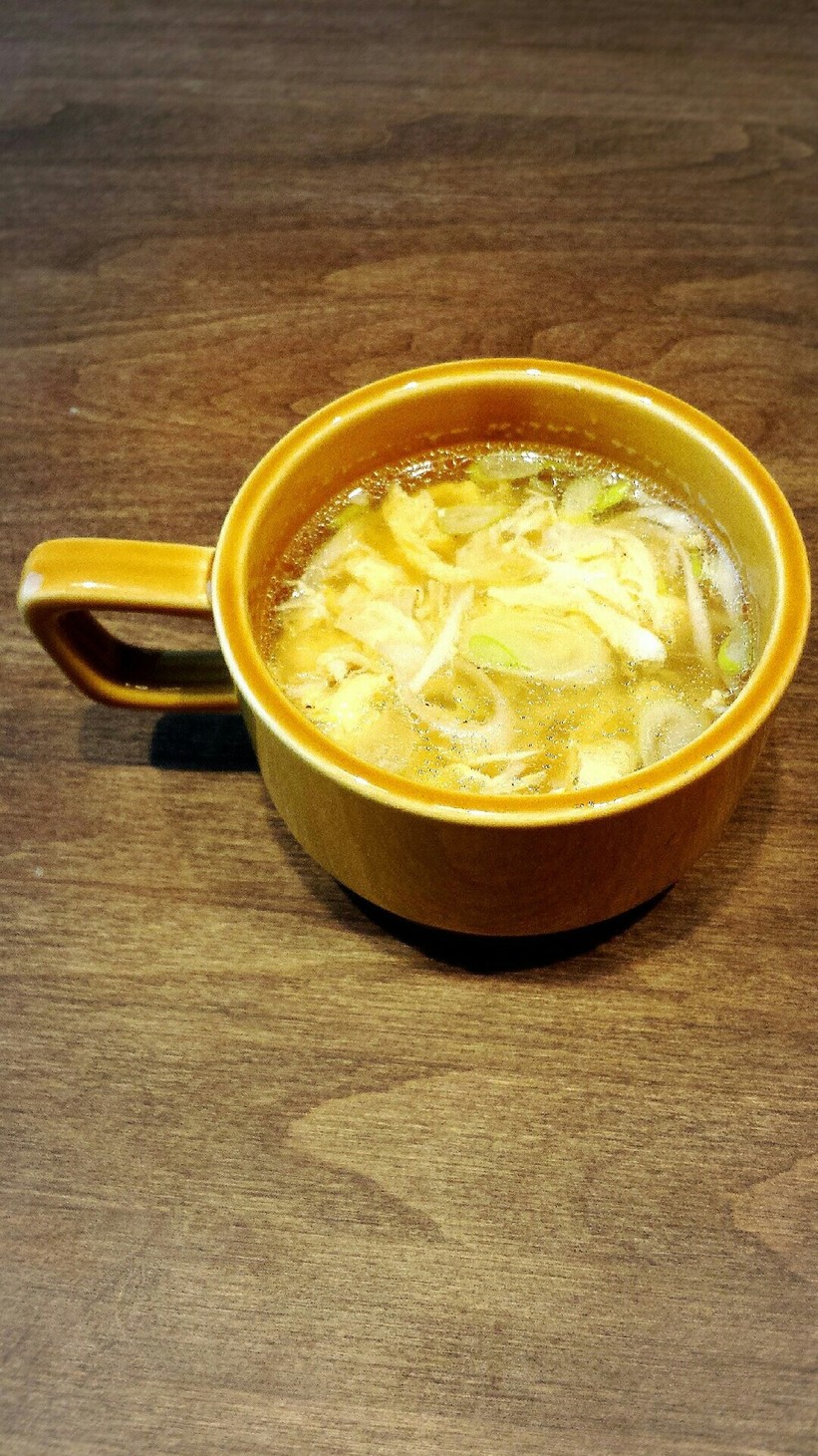 牛すじの煮汁で卵スープの画像