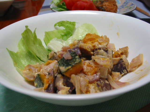 レンジで楽チン☆さつま芋と南瓜のサラダの画像