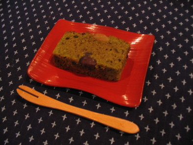 抹茶と甘納豆のパウンドケーキの写真