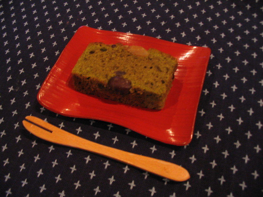 抹茶と甘納豆のパウンドケーキの画像