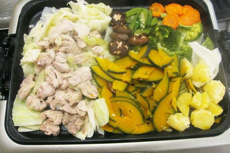 ﾎｯﾄﾌﾟﾚｰﾄで蒸し野菜 レシピ 作り方 By クックl23l6j クックパッド 簡単おいしいみんなのレシピが353万品