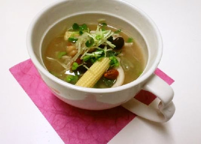 冷凍野菜と切干大根のベジタブルスープの写真