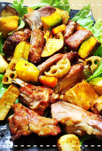 豚スペアリブと根野菜のオーブン焼き