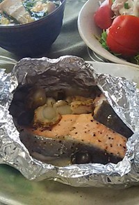 秋鮭とキノコのホイル包み焼き❤
