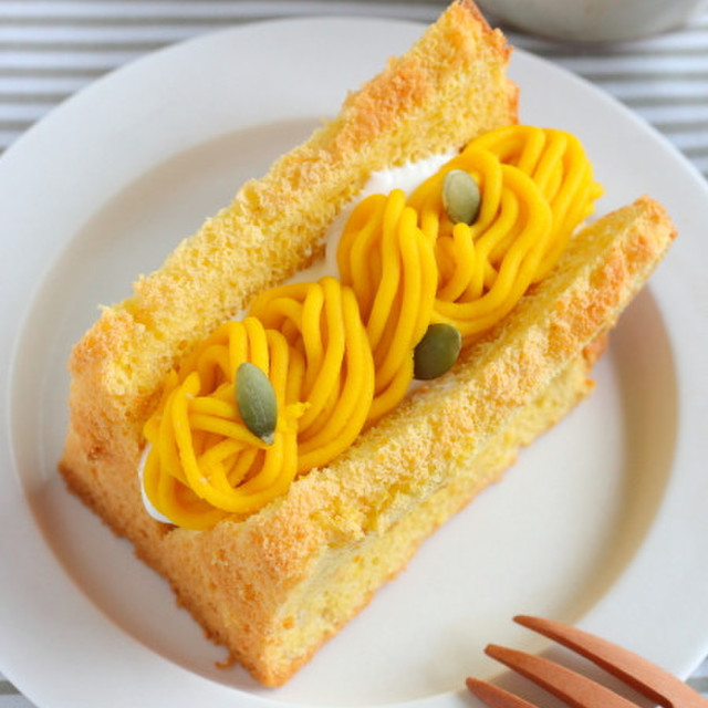 かぼちゃのモンブランシフォンケーキ レシピ 作り方 By まりも１０１６ クックパッド 簡単おいしいみんなのレシピが350万品