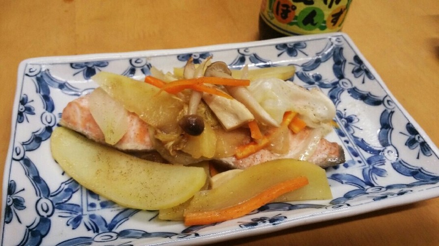 秋鮭とキノコ野菜のポン酢バター焼きの画像
