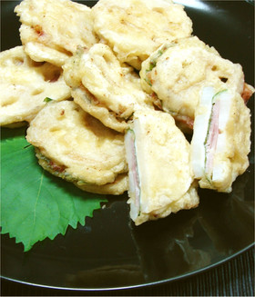 レンコンのベーコンチーズはさみ揚げ✿