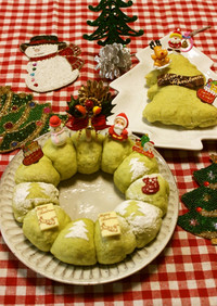 レンジ発酵★クリスマスリースのちぎりパン