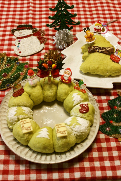 レンジ発酵★クリスマスリースのちぎりパンの写真