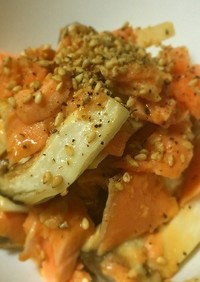 簡単おつまみ☆鮭とキノコの味噌ホイル焼き