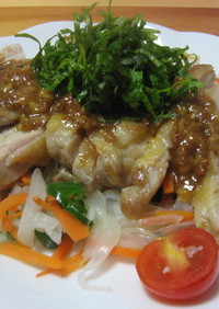 野菜タップリ鶏肉の梅肉マヨネーズ