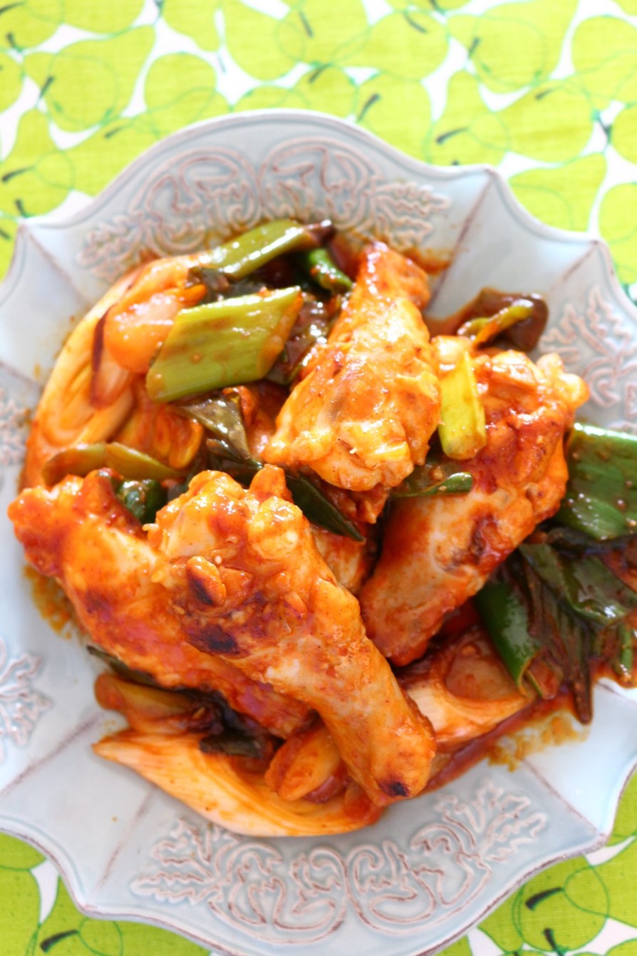 鶏と長ネギの韓国産コチュジャン煮込み。の画像