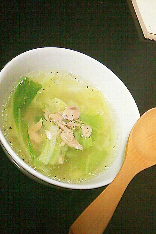 白菜とツナの減塩スープ( ¨̮ )の画像