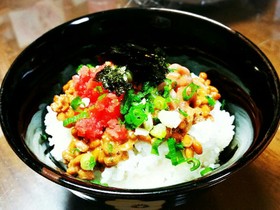 意外と美味しい☆たらこいか納豆ごはん☆