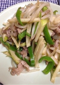 マコモダケの肉ピーマン炒め(＾ω＾)